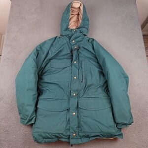 Vintage Eddie Bauer Jacket Mens XL Green Goose Down Parka Hooded Made USA 90s